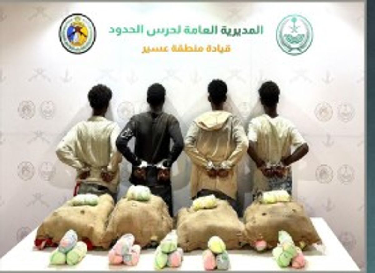 Border Guard in Asir arrests four Ethiopians for smuggling 80 kg of khat