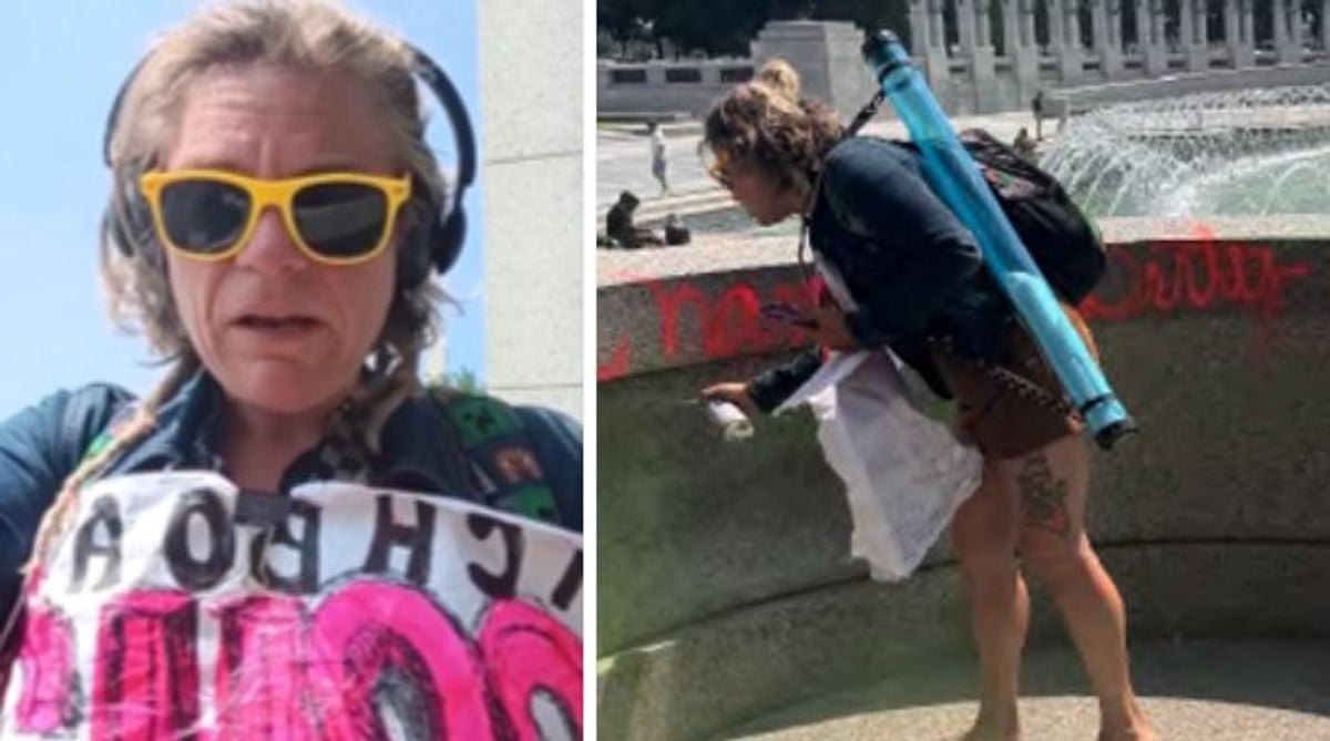 US president condemns woman charged with vandalizing WWII memorial in Washington