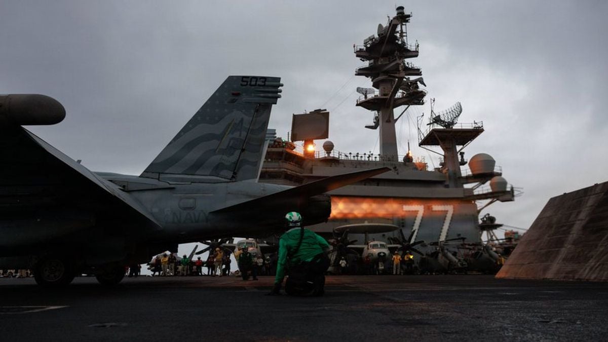 US fighter jets launch from USS George H.W. Bush in Arabian Sea, no military operation announced