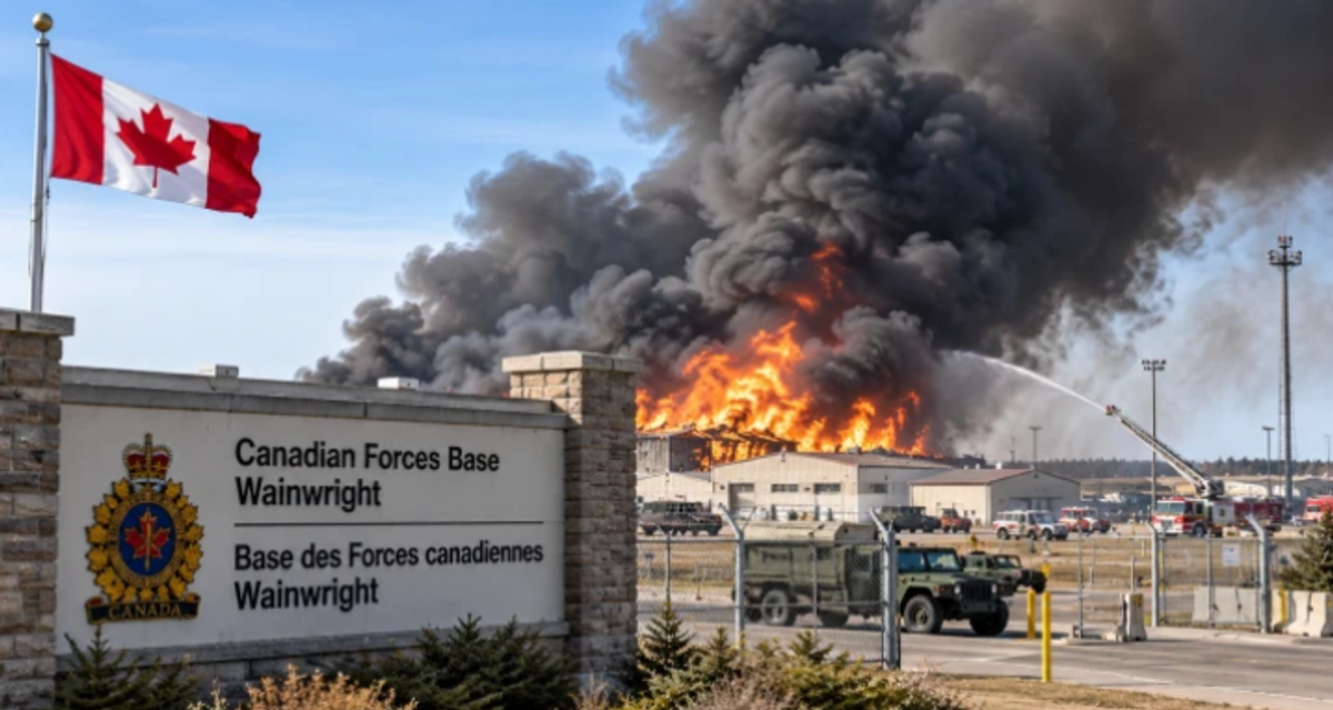 Massive fire breaks out at military base in Alberta, Canada
