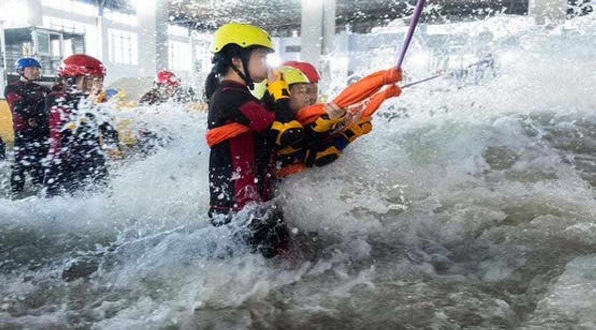 Chinese tourists pay to experience simulated typhoons and floods in Hangzhou