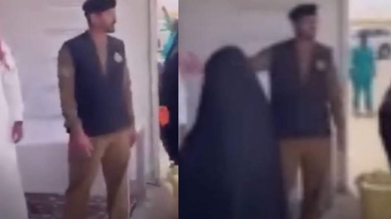 رجل أمن يحتفي بحجاج العراق بمنفذ جديدة عرعر: حياكم الله في بلدكم الثاني