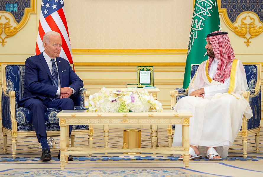 ولي العهد والرئيس الأمريكي.. جلسة مباحثات رسمية واجتماع موسع بقصر السلام في جدة