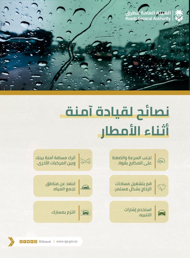  نصائح لقيادة آمنة في أثناء الأمطار