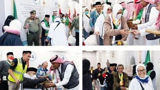 جوازات مطار الأمير محمد بن عبدالعزيز الدولي تستقبل رحلة ضيوف الرحمن من إندونيسيا