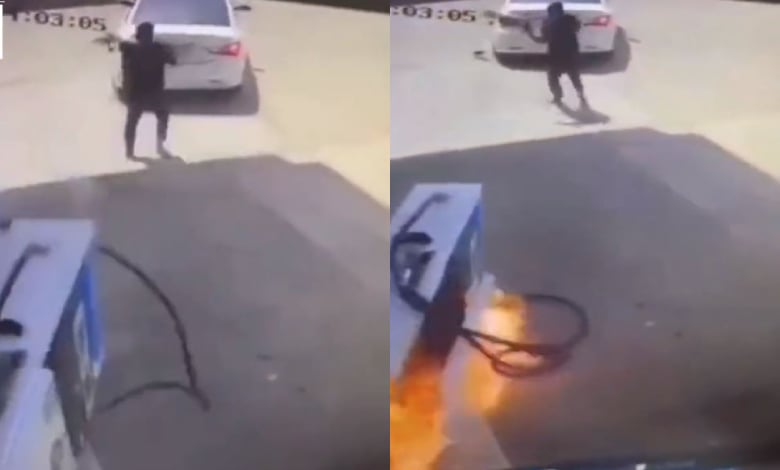 تهور قائد مركبة يتسبب بحريق في محطة وقود بأحد المناطق 