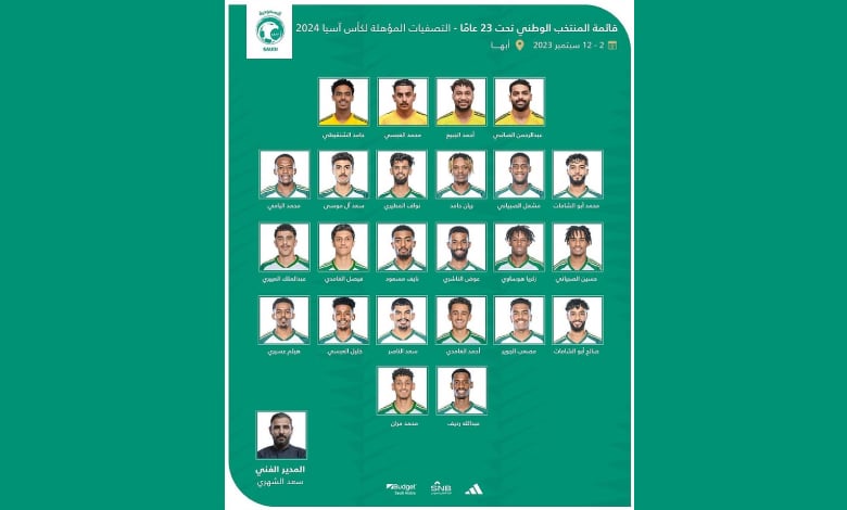 إعلان قائمة الأخضر الأولمبي لتصفيات كأس آسيا تحت 23 عاماً

