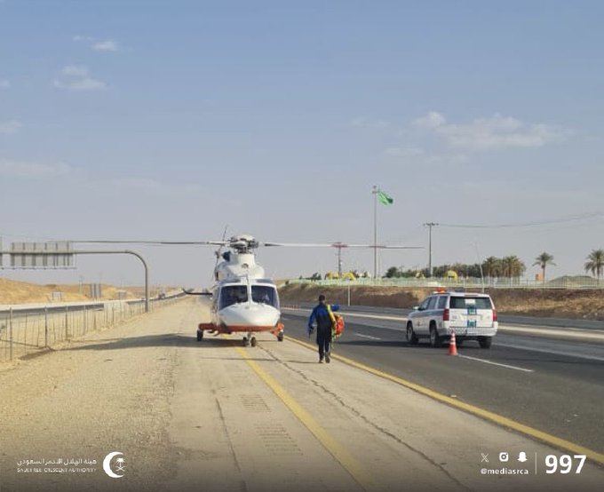  الهلال الأحمر: الفرق الإسعافية تباشر حادثًا مروريًا بكوبري غاف الجواء