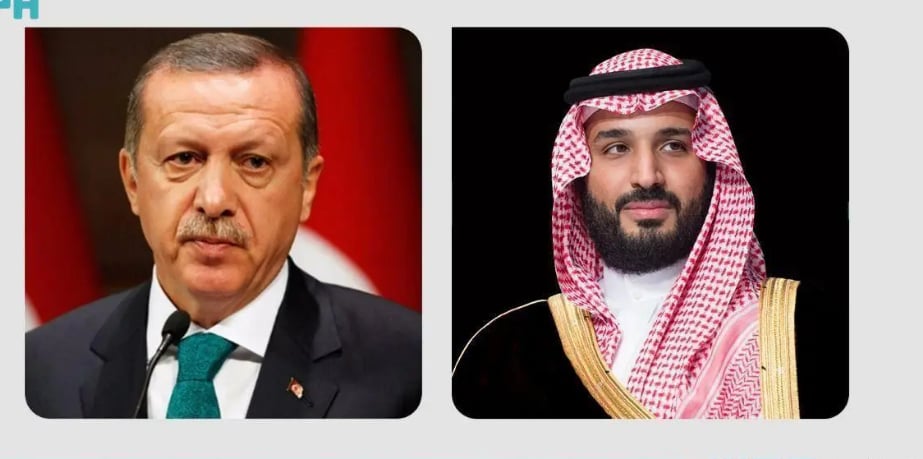 ولي العهد والرئيس التركي يبحثان هاتفيًا التصعيد العسكري في غزة ومحيطها