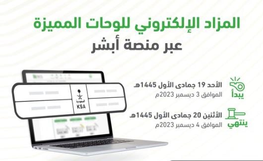 غدًا.. طرح مزاد اللوحات الإلكتروني عبر منصة أبشر