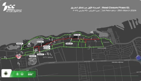 إغلاق طريق الكورنيش الفرعي المتجه لحلبة كورنيش جدة⁩ لمدة 25 يوما