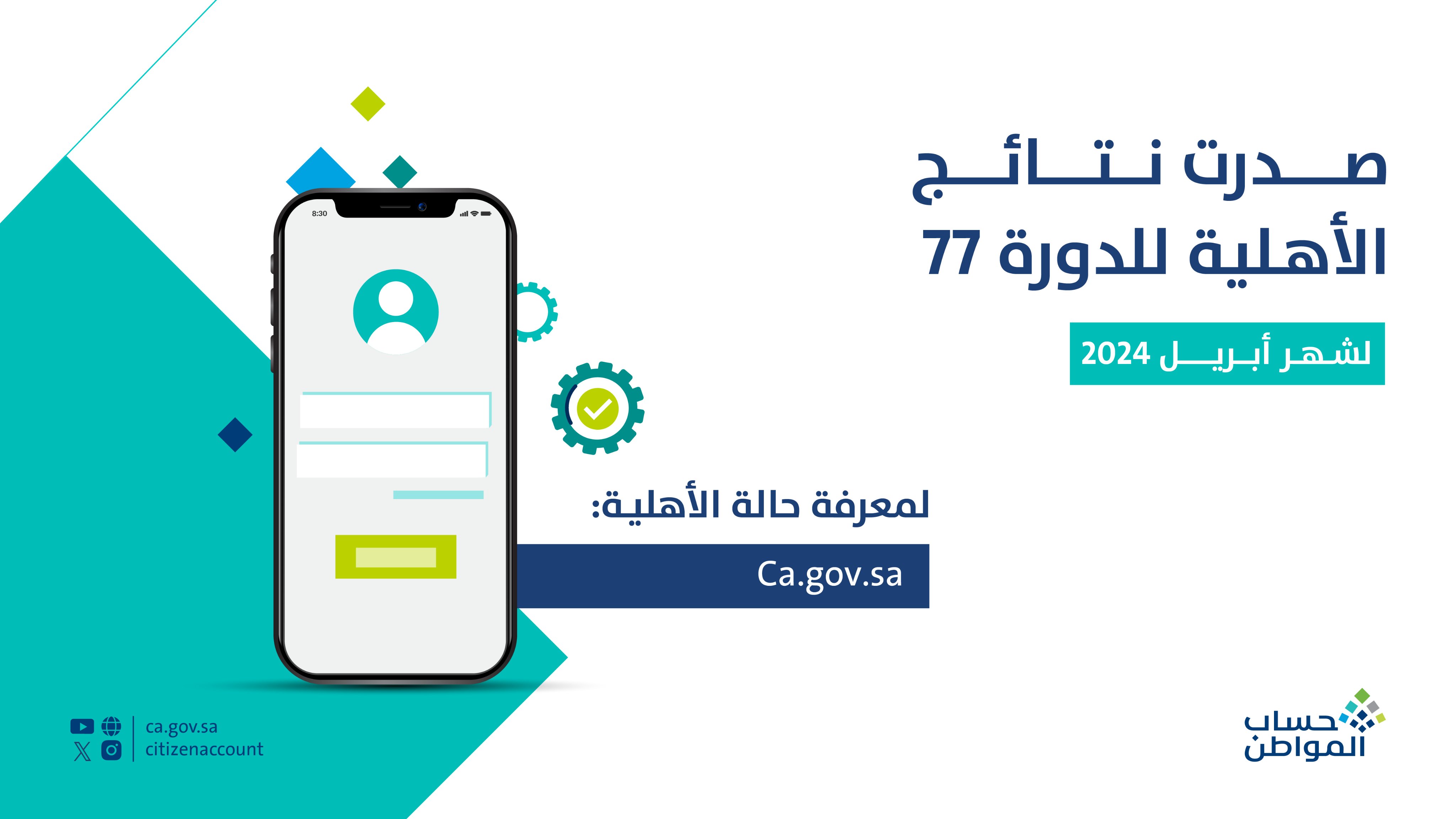 خطوات الاستعلام عن أهلية حساب المواطن لشهر أبريل 2024 الدفعة 77