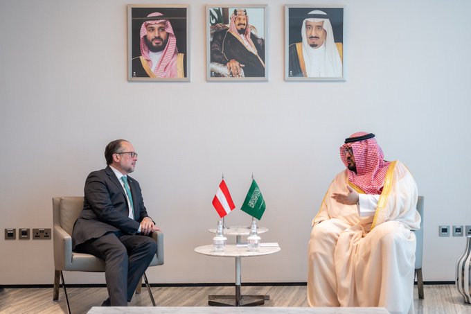  الإبراهيم يبحث مع وزير الخارجية النمساوي تعزيز التعاون المشترك