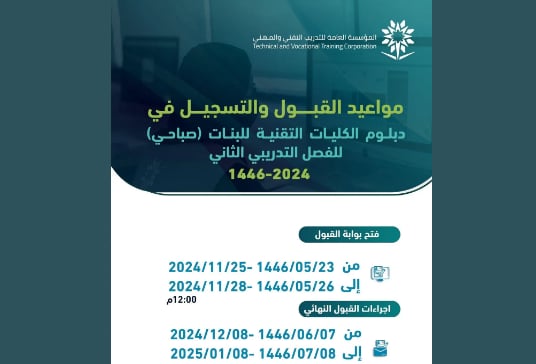 اليوم.. فتح بوابة القبول للكليات التقنية والمعاهد بمنطقة القصيم