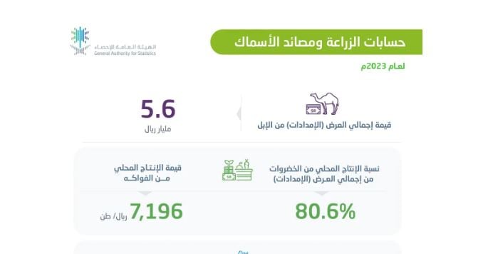 «الإحصاء»: الإنتاج المحلي من الخضراوات يوفر 80.6% من إجمالي احتياجات المملكة