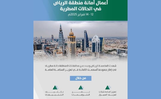 أمانة الرياض تباشر جهودها الميدانية خلال الحالة المطرية