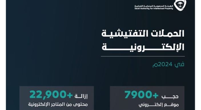 «الملكية الفكرية» تضبط 30 ألف موقع ومحتوى إلكتروني مخالف