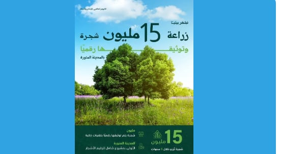  أمانة المدينة المنورة تعلن مبادرة لزراعة 15 مليون شجرة لتعزيز جودة الحياة