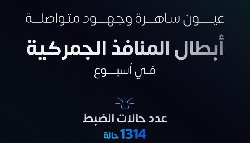«المنافذ الجمركية» تسجل 1314 حالة ضبط خلال أسبوع