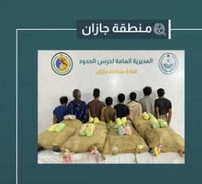 القبض على 8 مخالفين لتهريبهم 109 كيلوجرامات من القات المخدر بمنطقة جازان
