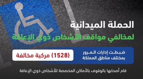  ضبط 1528 مركبة مخالفة متوقفة في الأماكن المخصصة لذوي الإعاقة