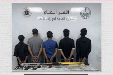 القبض على 5 وافدين سوريين لسرقتهم مركبات واستخدامها في ارتكاب حوادث جنائية بالرياض