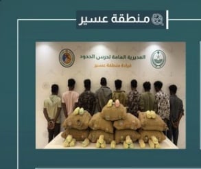 القبض على 9 مخالفين من الجنسيتين اليمنية والإثيوبية لتهريبهم 180 كيلوجرامًا من القات 