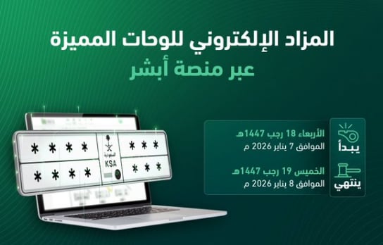 المرور: طرح مزاد اللوحات الإلكتروني غدًا الأربعاء