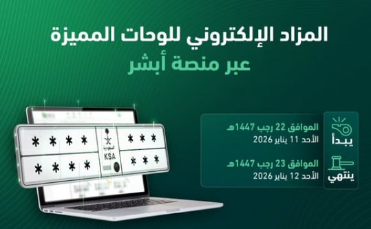 المرور: طرح مزاد اللوحات الإلكتروني غدًا الأحد
