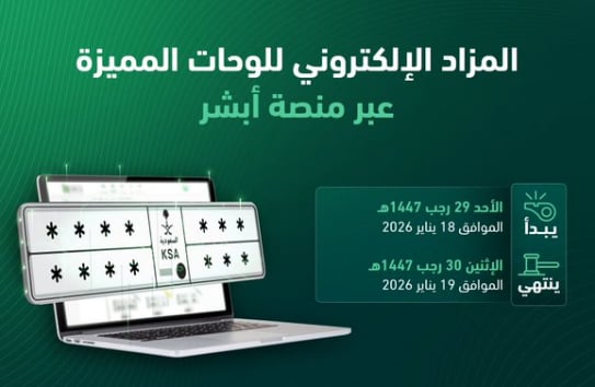 «المرور»: طرح مزاد اللوحات الإلكتروني غدًا الأحد