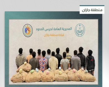 القبض على 13 مخالفًا لنظام أمن الحدود بجازان لتهريبهم 260 كيلوجرامًا من نبات القات المخدر