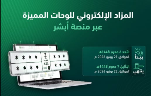 «المرور»: طرح مزاد اللوحات الإلكتروني غدًا الأحد