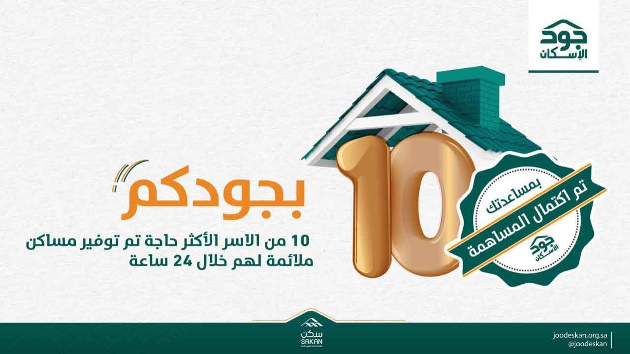 العطاء المجتمعي عبر «جود الإسكان» يُسهم في توفير مساكن ودعم الإيجار لـ 62 أسرة في يوم واحد