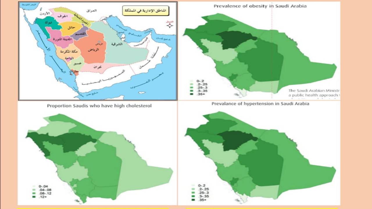 طالب بدراسة جغرافية المكان.. أستاذ علم الأوبئة يكشف أعلى وأقل مناطق المملكة انتشارًا للسمنة والضغط والكوليسترول