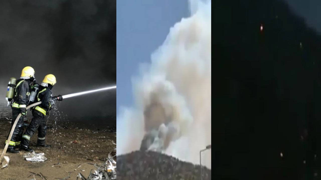 سرعة الرياح تتسبب باتساع دائرة حريق في متنزه الشعف