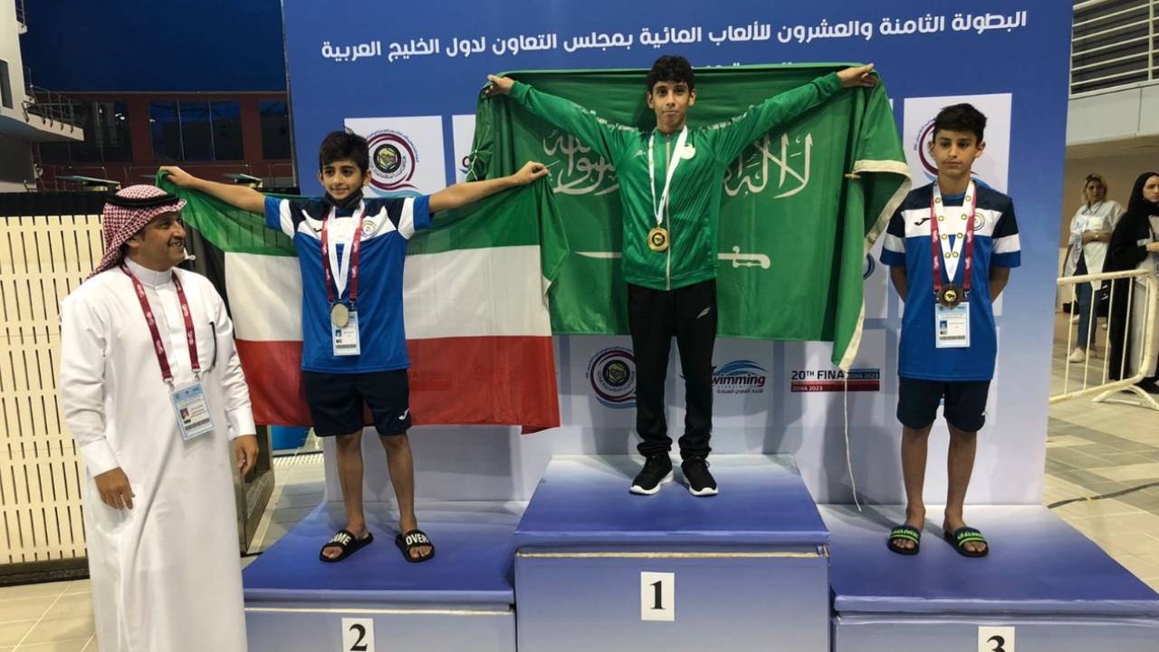5 ميداليات للأخضر في ثالث أيام البطولة الخليجية الـ28 للألعاب المائية